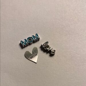Origami Owl Silver and Blue Mom Love Charms Set